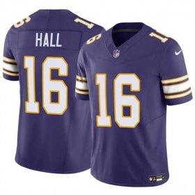 Cheap Men\'s Minnesota Vikings #16 Jaren Hall Purple 2023 F.U.S.E. Vapor Untouchable Throwback Limited Football Stitched Jersey