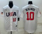 Cheap Men's USA Baseball #10 JT Realmuto Number 2023 White World Baseball Classic Stitched Jerseys