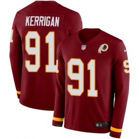 Wholesale Cheap Nike Redskins #91 Ryan Kerrigan Burgundy Red Team Color Men\'s Stitched NFL Limited Therma Long Sleeve Jersey