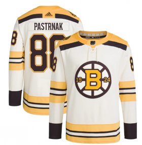 Cheap Men\'s Boston Bruins #88 David Pastrnak Cream 100th Anniversary Stitched Jersey