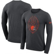 Wholesale Cheap Men's Cleveland Browns Nike Heathered Charcoal Fan Gear Icon Performance Long Sleeve T-Shirt