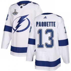 Cheap Adidas Lightning #13 Cedric Paquette White Road Authentic 2020 Stanley Cup Champions Stitched NHL Jersey