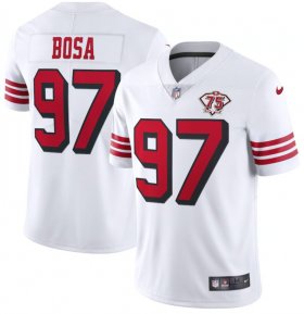 Wholesale Cheap Nike 49ers 97 Nick Bosa White 75th Anniversary Color Rush Vapor Untouchable Limited Jersey