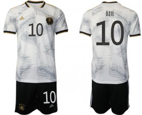 Cheap Men\'s Germany #10 Ozil White Home Soccer Jersey Suit