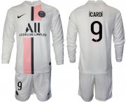 Wholesale Cheap Men 2021-2022 ClubParis Saint-Germainaway white Long Sleeve 9 Soccer Jersey