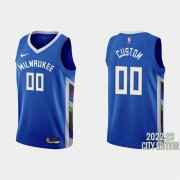 Wholesale Cheap Men's Milwaukee Bucks Active Custom 2022-23 City Edition Blue Stitched Basketball Jersey