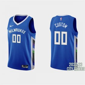 Wholesale Cheap Men\'s Milwaukee Bucks Active Custom 2022-23 City Edition Blue Stitched Basketball Jersey