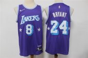 Wholesale Cheap Men's Los Angeles Lakers #8 #24 Kobe Bryant Purple Nike Diamond 2022 City Edition Swingman Stitched Jersey