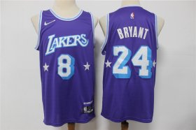 Wholesale Cheap Men\'s Los Angeles Lakers #8 #24 Kobe Bryant Purple Nike Diamond 2022 City Edition Swingman Stitched Jersey