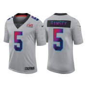 Wholesale Cheap Men's Los Angeles Rams #5 Jalen Ramsey 2022 Grey Super Bowl LVI Limited Stitched Jersey