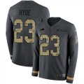 Wholesale Cheap Nike Bills #23 Micah Hyde Anthracite Salute to Service Youth Stitched NFL Limited Therma Long Sleeve Jersey