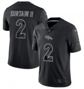 Wholesale Cheap Men's Denver Broncos #2 Patrick Surtain II Black Reflective Limited Stitched Football Jersey