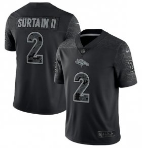 Wholesale Cheap Men\'s Denver Broncos #2 Patrick Surtain II Black Reflective Limited Stitched Football Jersey