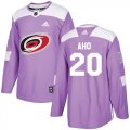 Wholesale Cheap Adidas Hurricanes #20 Sebastian Aho Purple Authentic Fights Cancer Stitched Youth NHL Jersey