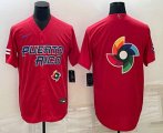 Cheap Men's Puerto Rico Baseball 2023 Red World Baseball Big Logo With Patch Classic Stitched Jersey