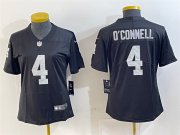 Cheap Women's Las Vegas Raiders #4 Aidan O'Connell Black Vapor Untouchable Limited Football Stitched Jersey(Run Small)