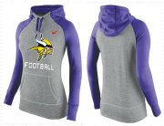 Wholesale Cheap Women's Nike Minnesota Vikings Performance Hoodie Grey & Purple_1