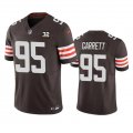 Wholesale Cheap Men's Cleveland Browns #95 Myles Garrett Brown 2023 F.U.S.E. With Jim Brown Memorial Patch Vapor Untouchable Limited Football Stitched Jersey