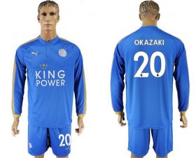 Wholesale Cheap Leicester City #20 Okazaki Home Long Sleeves Soccer Club Jersey