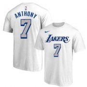 Wholesale Cheap Men's White Los Angeles Lakers #7 Carmelo Anthony Basketball T-Shirt