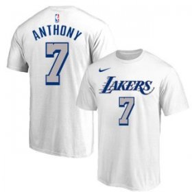 Wholesale Cheap Men\'s White Los Angeles Lakers #7 Carmelo Anthony Basketball T-Shirt