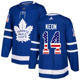 Wholesale Cheap Adidas Maple Leafs #14 Dave Keon Blue Home Authentic USA Flag Stitched NHL Jersey
