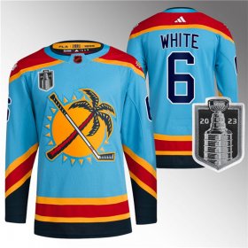 Wholesale Cheap Men\'s Florida Panthers #6 Colin White Blue 2023 Stanley Cup Final Reverse Retro Stitched Jersey