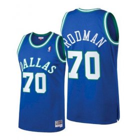 Wholesale Cheap Men\'s Dallas Mavericks #70 Dennis Rodman Blue Throwback Jersey