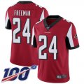 Wholesale Cheap Nike Falcons #24 Devonta Freeman Red Team Color Men's Stitched NFL 100th Season Vapor Limited Jersey