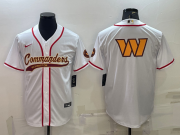 Wholesale Cheap Men's Washington Commanders White Team Big Logo With Patch Cool Base Stitched Baseball Jersey