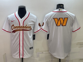 Wholesale Cheap Men\'s Washington Commanders White Team Big Logo With Patch Cool Base Stitched Baseball Jersey
