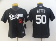 Wholesale Cheap Women's Los Angeles Dodgers #50 Mookie Betts Black Stitched MLB Jersey(Run Small)