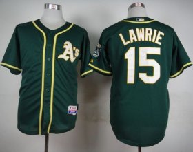 Wholesale Cheap Athletics #15 Brett Lawrie Green Cool Base Stitched MLB Jersey