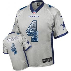 Wholesale Cheap Nike Cowboys #4 Dak Prescott Grey Men\'s Stitched NFL Elite Drift Fashion Jersey