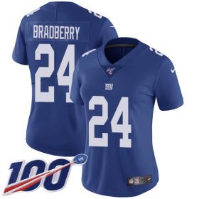 Wholesale Cheap Nike Giants #24 James Bradberry Royal Blue Team Color Women\'s Stitched NFL 100th Season Vapor Untouchable Limited Jersey