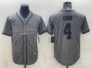Wholesale Cheap Men's Las Vegas Raiders #4 Derek Carr Gray With Patch Cool Base Stitched Baseball Jersey