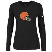 Wholesale Cheap Women's Nike Cleveland Browns Of The City Long Sleeve Tri-Blend NFL T-Shirt Black