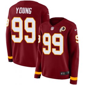 Wholesale Cheap Nike Redskins #99 Chase Young Burgundy Red Team Color Women\'s Stitched NFL Limited Therma Long Sleeve Jersey