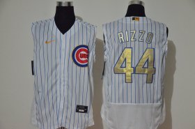 Wholesale Cheap Men\'s Chicago Cubs #44 Anthony Rizzo White Gold 2020 Cool and Refreshing Sleeveless Fan Stitched Flex Nike Jersey