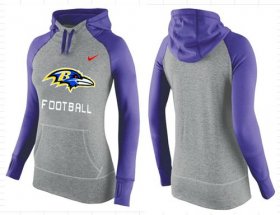 Wholesale Cheap Women\'s Nike Baltimore Ravens Performance Hoodie Grey & Purple_1