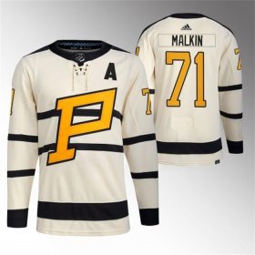 Cheap Men\'s Pittsburgh Penguins #71 Evgeni Malkin Cream 2023 Winter Classic Stitched Jersey