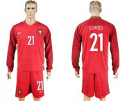 Wholesale Cheap Portugal #21 Soares Home Long Sleeves Soccer Country Jersey
