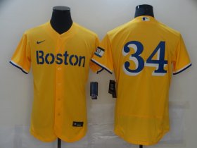 Wholesale Cheap Men\'s Boston Red Sox #34 David Ortiz Gold 2021 City Connect Stitched MLB Flex Base Nike Jersey