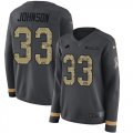 Wholesale Cheap Nike Lions #33 Kerryon Johnson Anthracite Salute to Service Women's Stitched NFL Limited Therma Long Sleeve Jersey