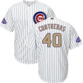 Wholesale Cheap Cubs #40 Willson Contreras White(Blue Strip) 2017 Gold Program Cool Base Stitched Youth MLB Jersey