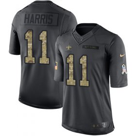 Wholesale Cheap Nike Saints #11 Deonte Harris Black Men\'s Stitched NFL Limited 2016 Salute to Service Jersey
