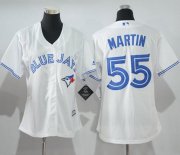 Wholesale Cheap Blue Jays #55 Russell Martin White Women's Home Stitched MLB Jersey