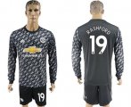 Wholesale Cheap Manchester United #19 Rashford Black Long Sleeves Soccer Club Jersey