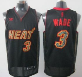 Wholesale Cheap Miami Heat #3 Dwyane Wade All Black With Orange Fashion Jersey