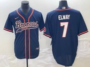 Wholesale Cheap Men's Denver Broncos #7 John Elway Navy Cool Base Stitched Baseball Jersey